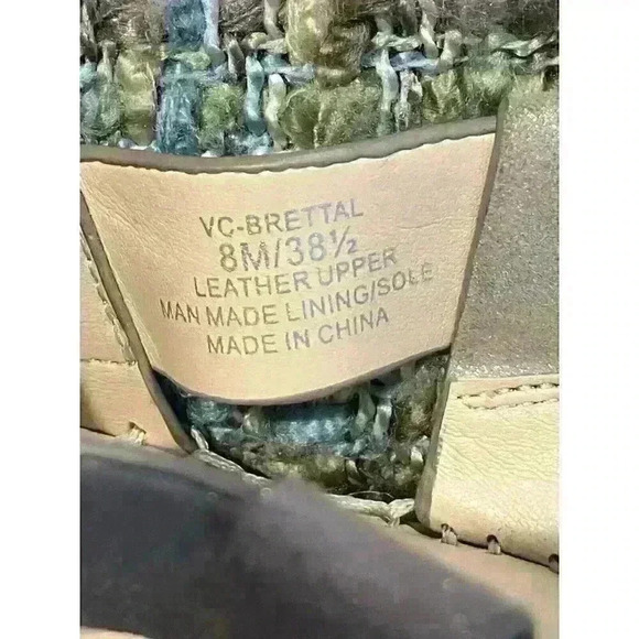 VINCE CAMUTO BRETTAL Silver Metallic Leather Espadrille Sling Sandals Mules, 8 - Picture 4 of 10